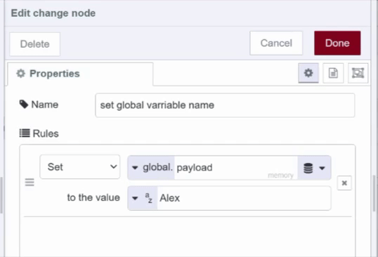 Screenshot showing how to set global variable using the change node "Screenshot showing how to set global variable using the change node"